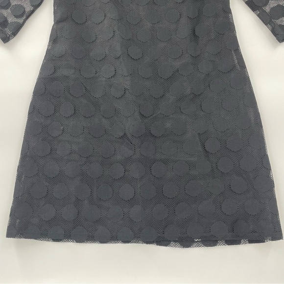 Betsey Johnson Whimsigoth Sheer Neck 3/4 Sleeve Polka Dot Overlay Black Sheath 6 - Picture 4 of 12